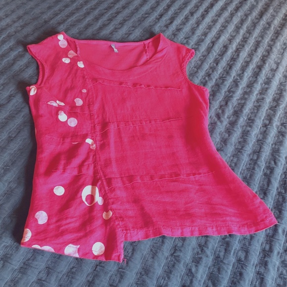 Inizio fuschia linen and cotton top, Size M - Picture 1 of 3